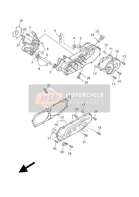 Yamaha CW50L 2013 Caja Del Cigüeñal para un 2013 Yamaha CW50L